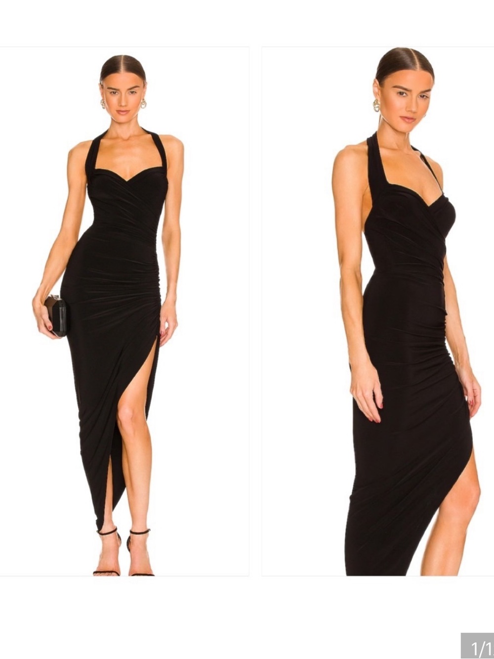 Norma Kamali Cayla Side Drape Gown black